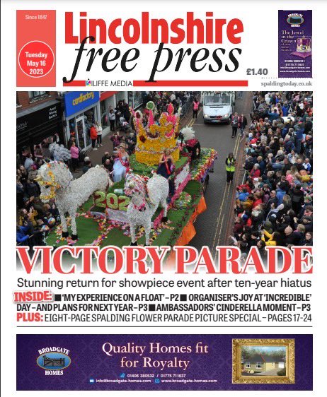 Spalding2day's tweet photo. Don’t miss this week’s Lincolnshire Free Press, which features our coverage of the Spalding Flower Parade #SpaldingFlowerParade https://t.co/NgMrlx1cwJ