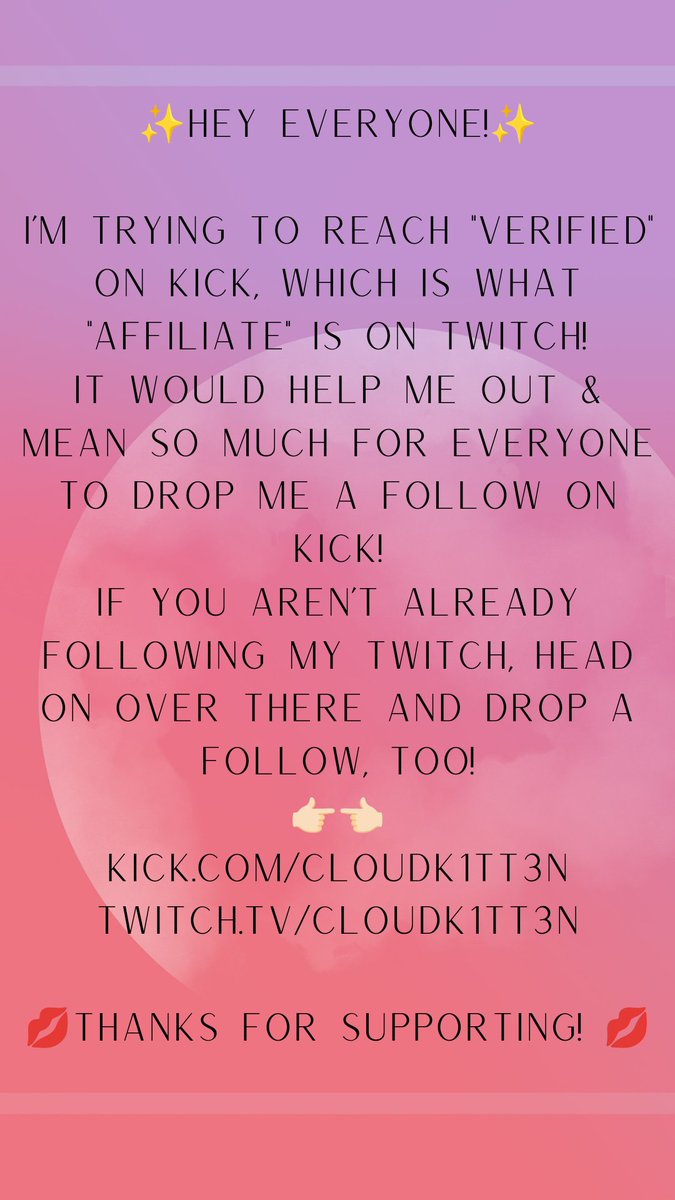 cloudk1tt3nttv's tweet photo. https://t.co/SVczZ5Wz48
Send your follows, guys, tysm ❤️❤️❤️
#twitchaffiliate #kickstreaming #gamergirls #streamers #girlstreamer #following #gamersgaming #solodrop #squadup #degenhours #envtuber #pngtuber #vtuber https://t.co/QvTkSgrjm7