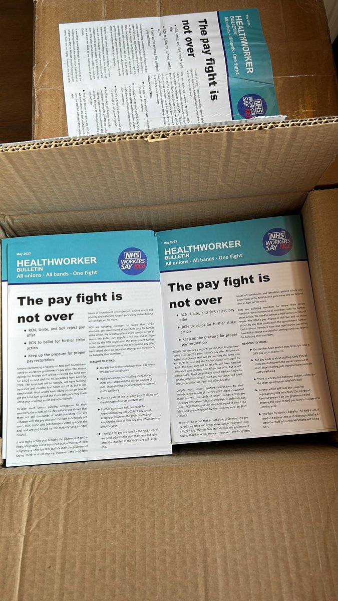 We love a bulletin delivery 🙌 

Want some? Drop us an email nhsworkerssayno@gmail.com

#VoteForStrike #RCN23 #RCNCongress2023