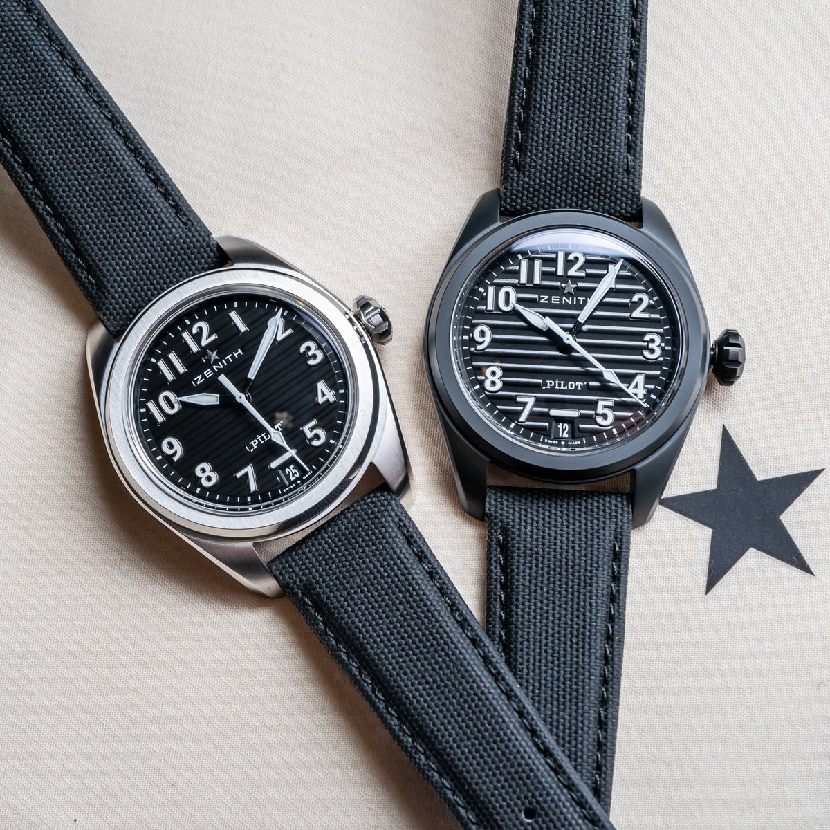 shopdonghocom's tweet photo. RT #waches WatchTime: Today on WatchTime, we go hands-on with the new Zenith Pilot Automatic and Pilot Big Date Flyback that made their debut back in March in Geneva. The sleek watches take a distinctly contemporary approach to the classic pilot watch. 
… https://t.co/JQFEYBK56e