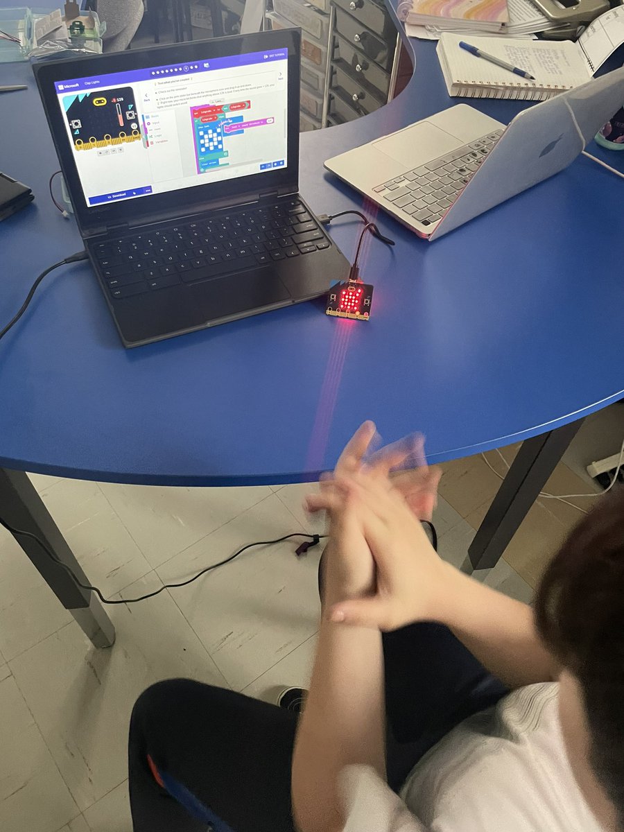 MsVisserOCSB's tweet photo. We are coders! Thank you @amandamsalinas for coming to show us how to use micro:bits today! We coded our names, dice, a clap light, and a Rock Paper Scissors game! It was so fun 💻👾 @John23OCSB #ocsbtech https://t.co/Hg5OLjoWbg