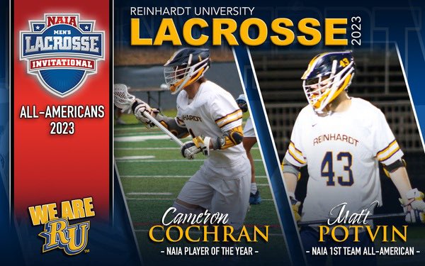 RU_Eagles's tweet photo. Congratulations to Cameron Cochran of @ReinhardtU_Lax for being the 2023 NAIA PLAYER OF THE YEAR!!! He, Matt Potvin, and Ezequial Ceant were also named 2023 All-Americans. Congrats boys!!

Read more about these individual awards at https://t.co/AkbTDpQ8Q9

#24Teams1RU🦅 https://t.co/1sPss32qYU