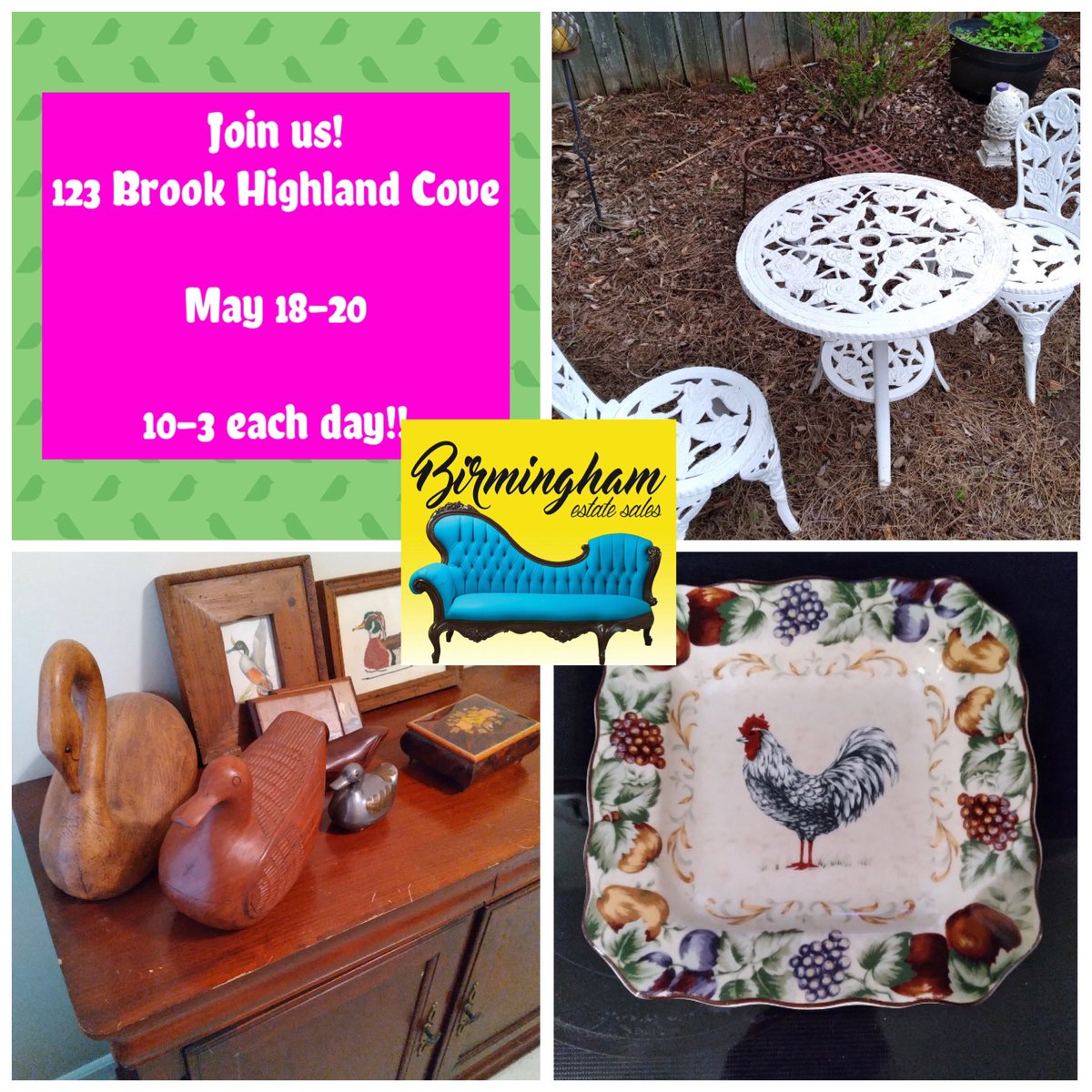 BhamEstateSales's tweet photo. Begins Thursday in B’ham! 

#birminghamestatesales 
#alabamaestatesales 
#kimykennedy 
#estatesaleaddict 
#estatesalesbirmingham 
#birmingham https://t.co/3iOR4UkmXt