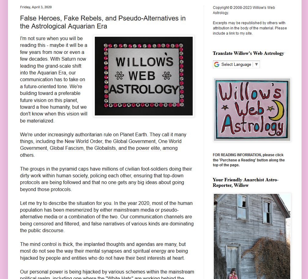 WillowsWebAstro's tweet photo. From April 3, 2020:
False Heroes, Fake Rebels, and Pseudo-Alternatives in the Astrological Aquarian Era
https://t.co/ose2jCJay9
#NewAge #NewAgePyramidScheme #FalseSpirituality #ControlledOpposition #FakeRebels #FauxCritics #Deceivers #SilverTonguedCharlatans https://t.co/5bPYuqtL6S