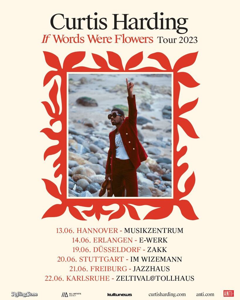 Curtis Harding sorgt für Konzerte mit Gänsehaut-Garantie! Zwischen Schmerz, Freude, Sehnsucht und Zärtlichkeit tragen seine Songs eine Stärke in sich, die im Studio und ebenso auf der Bühne transportiert wird.

Auf der "If Words Were Flowers Tour" macht … instagr.am/p/CsT8Z6byGqr/