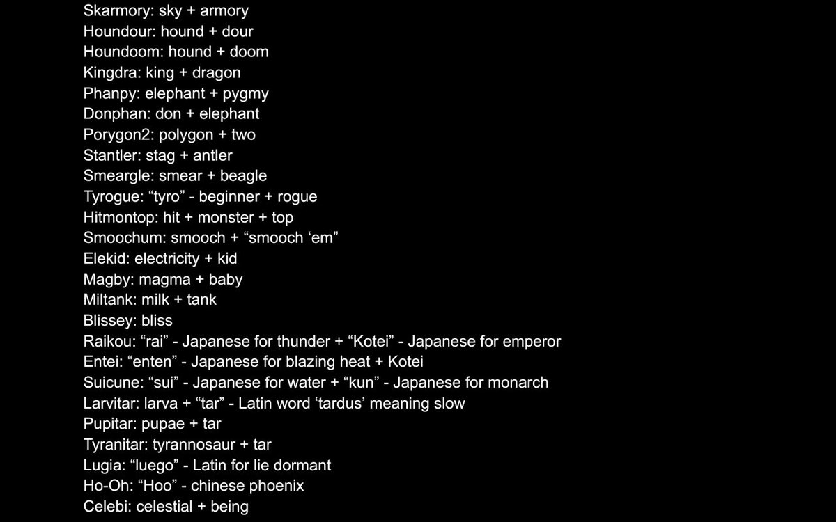 Here's every name origin for every Gen 2 pokemon or whatever...