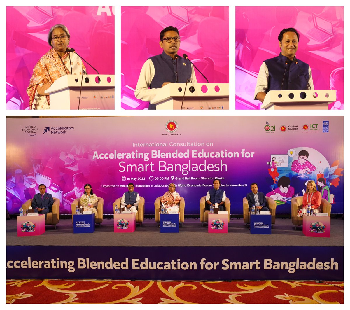 a2i_bd's tweet photo. The @a2i_bd, @wef &amp; #MinistryOfEducation came together🌍consultation on 'Accelerating Blended Education for Smart Bangladesh'👩‍💻📚👨‍💻paving the way for transformative educational strategies 📚shaping education🇧🇩
@dipumonidr @zapalak @anirchowdhury
#SmartBangladesh #BlendedEducation https://t.co/UBqMJJOhct