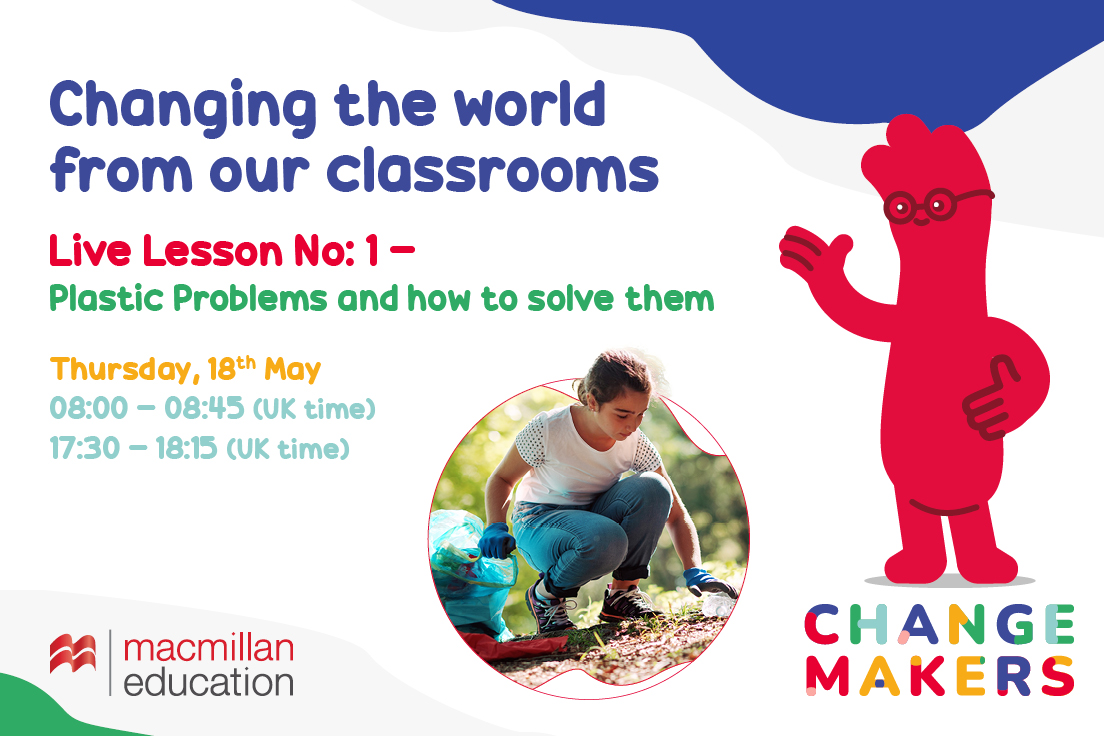 MacmillanELT's tweet photo. Registered yet for @Renewablenglish Harry's live lesson on Thurs 18th May? The first in our series of fun live lessons is about the global problem of plastic. 
Register to join with your students here ➡️ https://t.co/SCY5MoQiLz
#TeachEnglish #AdvancingFutures #ChangeMakersWorld https://t.co/Y9Yfu2JWZc