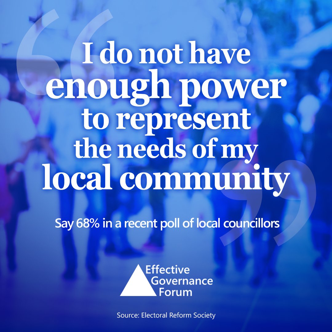 Local councillors do not feel they have enough power to fully represent their local community.

The UK needs to radically decentralise its political system and redistribute power from central to local levels.

👀 Our report on #decentralisation launches soon...

#localgov