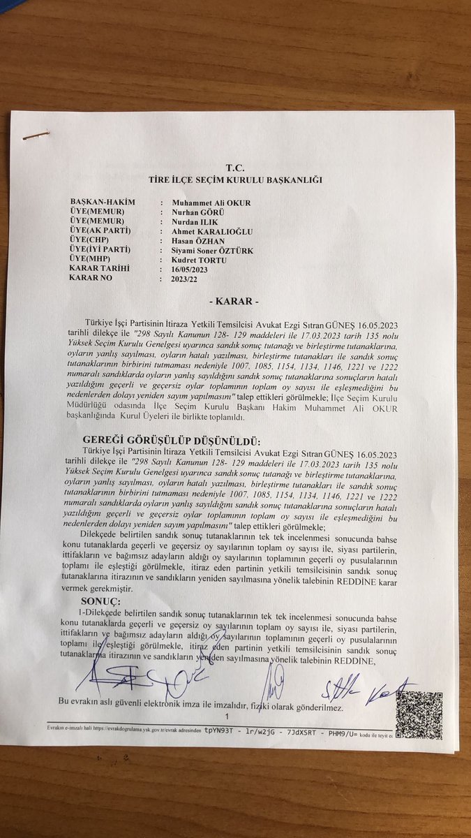 tipizmiril's tweet photo. İzmir ilçe seçim kurullarına usulsüzlüklere dair itirazlarımız incelenmeksizin reddediliyor.Dilekçelerin ekinde imzalı tutanaklar olmasına rağmen  “delilsiz/gerekçesiz” olduğu iddiasıyla reddedildi.
Bu kararlara karşı İzmir il seçim kuruluna itiraz edeceğiz.
#oylaryenidensayılsın https://t.co/mKSyGEytu7