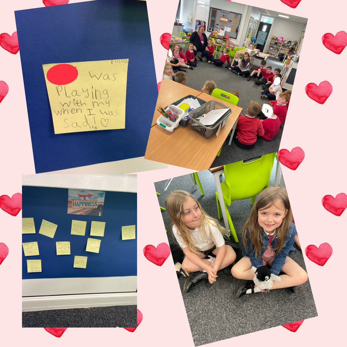 AnParkInfants's tweet image. We have been sharing with friends in our ‘Connect Circle’ &amp;amp; on the class happiness board things that make us feel happy. 😊 This has included cuddling pets, bedtime stories, smiles, sunshine, playing with friends &amp;amp; the seaside. #apiclass3 #mentalhealthawareness 
@WhiteWoodsPAT1