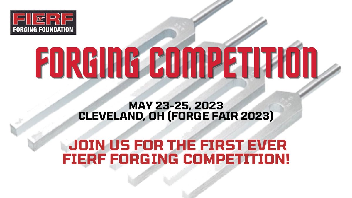 ForgingIndustry's tweet photo. Come and see the first-ever FIERF Forging Competition! Each team will have forged two tuning forks to an assigned frequency. Check out their work, vote, and see who wins at Forge Fair May 23-25, 2023, in Cleveland, OH.
#FIA #FIERF #ForgeFair2023 https://t.co/w7bAiNiQ5X
