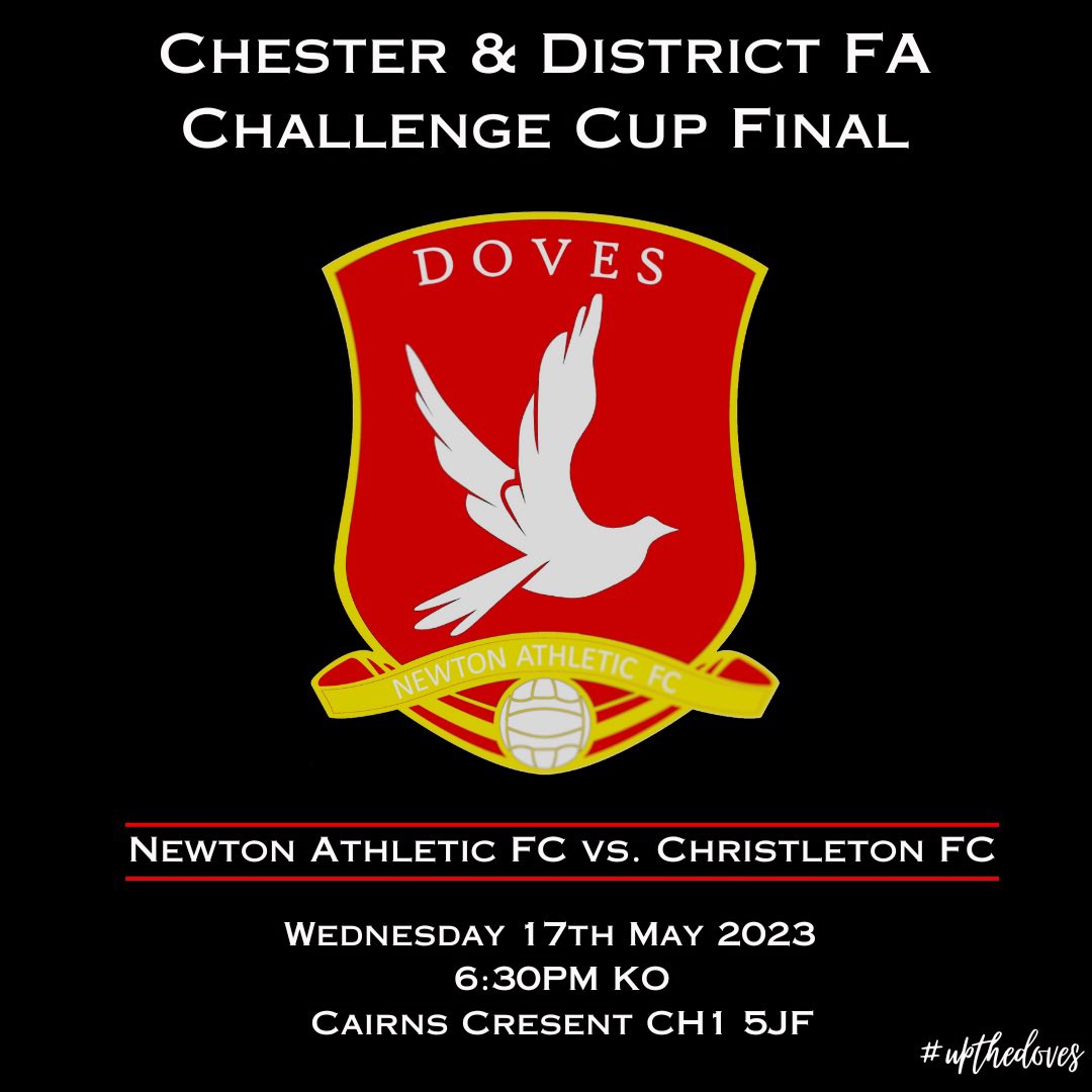 NewtonAth_Doves's tweet photo. Tomorrow is the big one:

Chester DFA Challenge Cup Final
Newton Athletic vs Christleton FC

@chester_fa https://t.co/ki1pf1nsKS