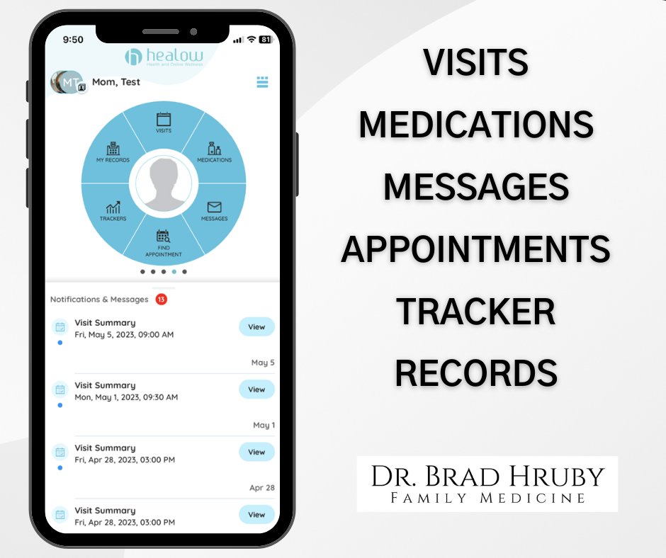 HrubyClinic's tweet image. Convenience at your fingertips! 

- You can see upcoming and past appointments
- You can see your medications and also ask for a medication refill
- You can send and receive messages 
- You can book a new appointment under visits 
- You can view your medical records