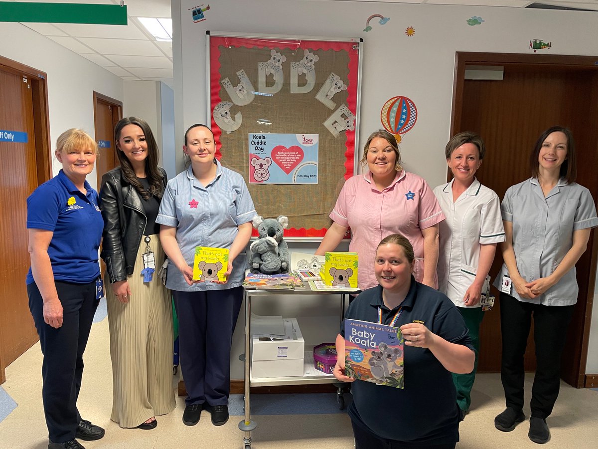 RMcConnell68's tweet photo. A special day yesterday ,  our first ever Koala Cuddle Day - Raising awareness of the benefits of Skin-to-skin contact for babies in hospital with congenital heart disease . What a team!!.. parents , babies and staff. Thanks to CHUF for supporting this amazing project https://t.co/AbI9jqmrqH