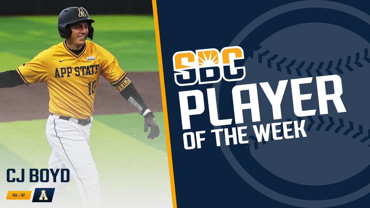 SunBelt's tweet photo. 𝗣𝗢𝗪𝗘𝗥 𝗦𝗨𝗥𝗚𝗘.

A four-homer weekend in a conference series sweep propelled @AppBaseball sophomore outfielder @CJBoyd27 to the #SunBeltBSB Player of the Week award. Boyd has seven dingers over his last eight games played. ☀️⚾️

📰 » https://t.co/tvq10eRHMg https://t.co/fPnestgNi9