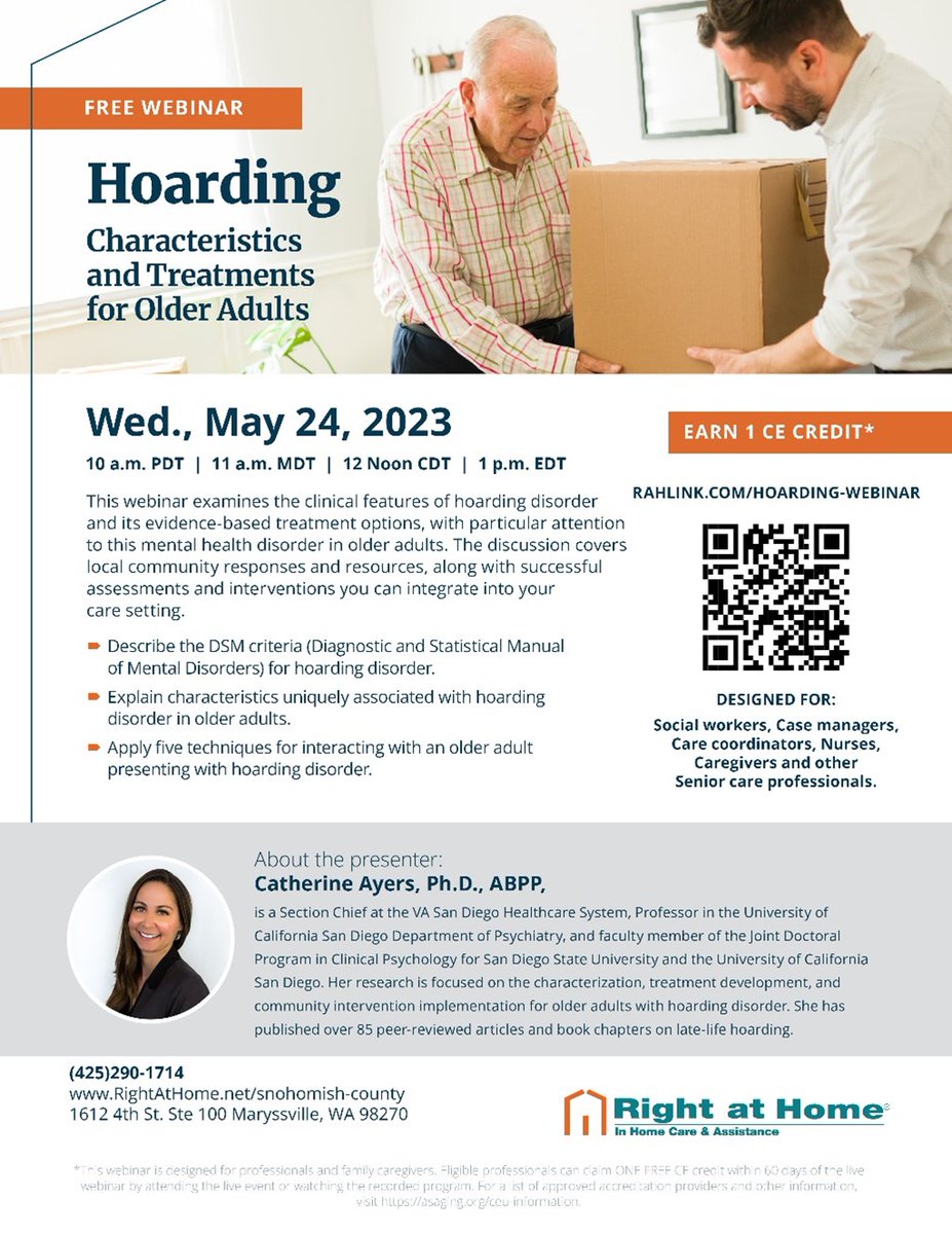 Complimentary CEU Webinar on Hoarding
#hoardinghelp #eldercare #seniorcare #socialwork #caregivers #medicalprofessionals