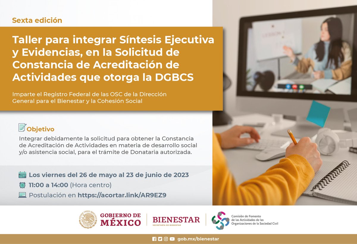 ComisionFomento's tweet photo. Te esperamos del 26 de mayo al 23 de junio en el taller de asesoría para organizaciones sociales. Coordina #RFOSC DGByCS @bienestarmx @SRE_mx @Hacienda_Mexico @SEGOB_mx
Registra tu asistencia 👉https://t.co/B01cTRtfYL https://t.co/9E5Mt8DxDB