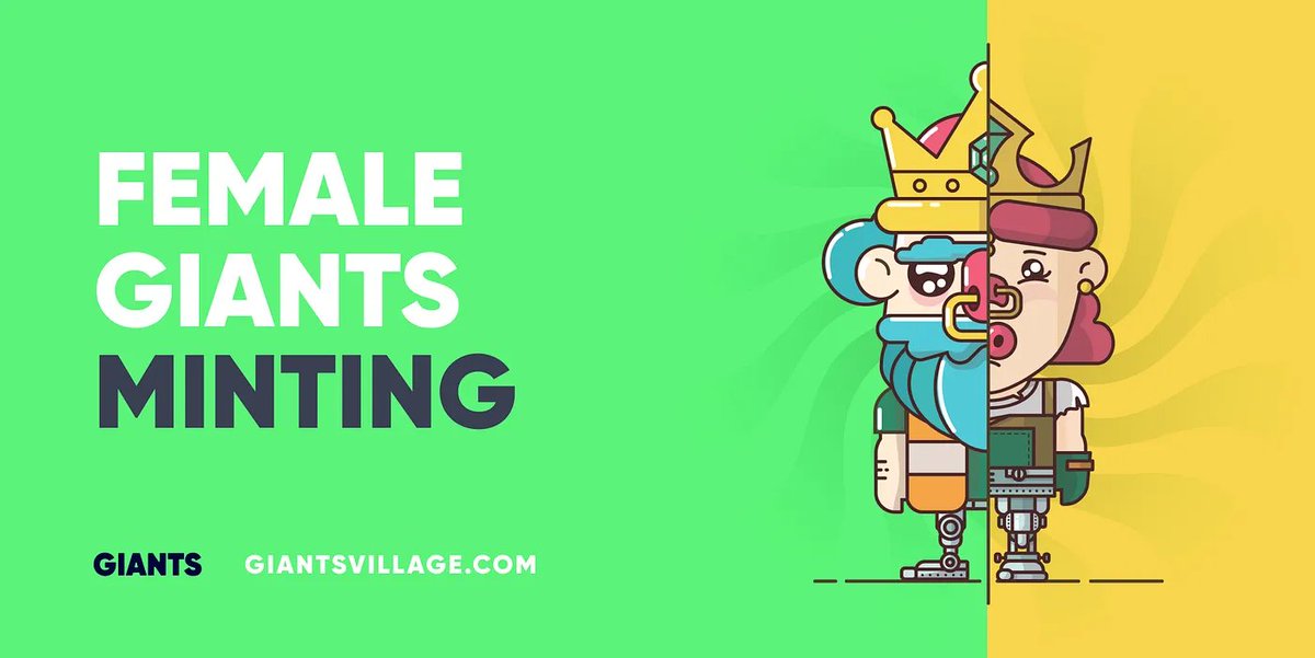 GiantsVillage's tweet photo. 📣 Giants, the moment we've been waiting for is finally here! 

You can now transform your male Giants NFTs into female Giants NFTs! 🎉🚀 

Head to our article for a step-by-step guide on how to do it, and let's get those female Giants ready to take over the Village! 💪https://t.co/VTgRmvyIQL

⁉️We prepared a unique campaign for people transforming their Male Giants early. A pool of 500,000 $GIANT tokens will be split between all Female Giants NFTs minted in the first 14 days since the transformation started.
 #NFTs #Web3 #GiantsNation