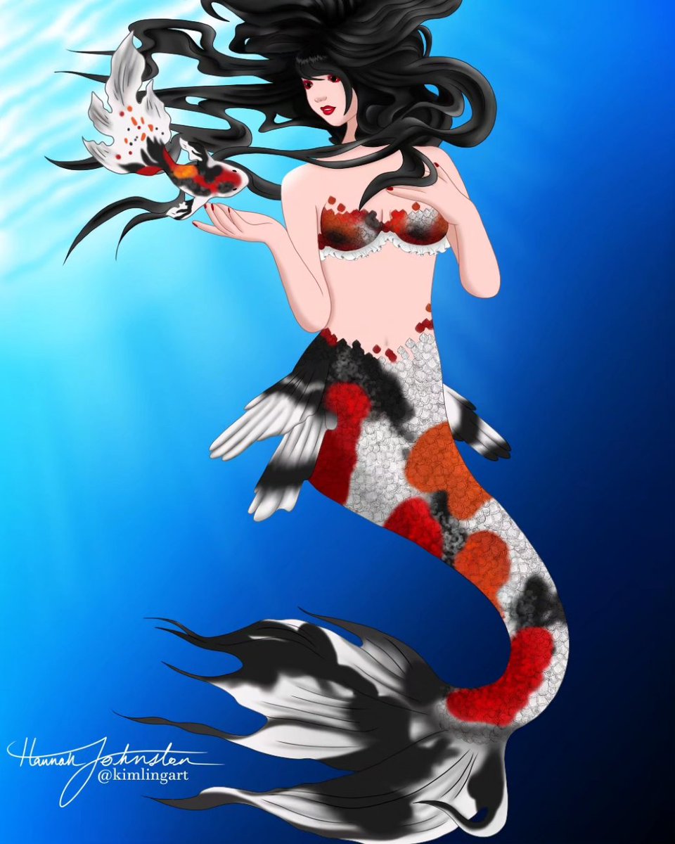 kimlingart's tweet photo. It's Mermay month! I redid one of my old drawings I made 3 years ago. New(left) Old(right) You can see how much I improve and artstyle changed. Currently happy where my artstyle is going. #mermaid #mermay #Koi #digitalart #artwork https://t.co/qCBiRqaX6A