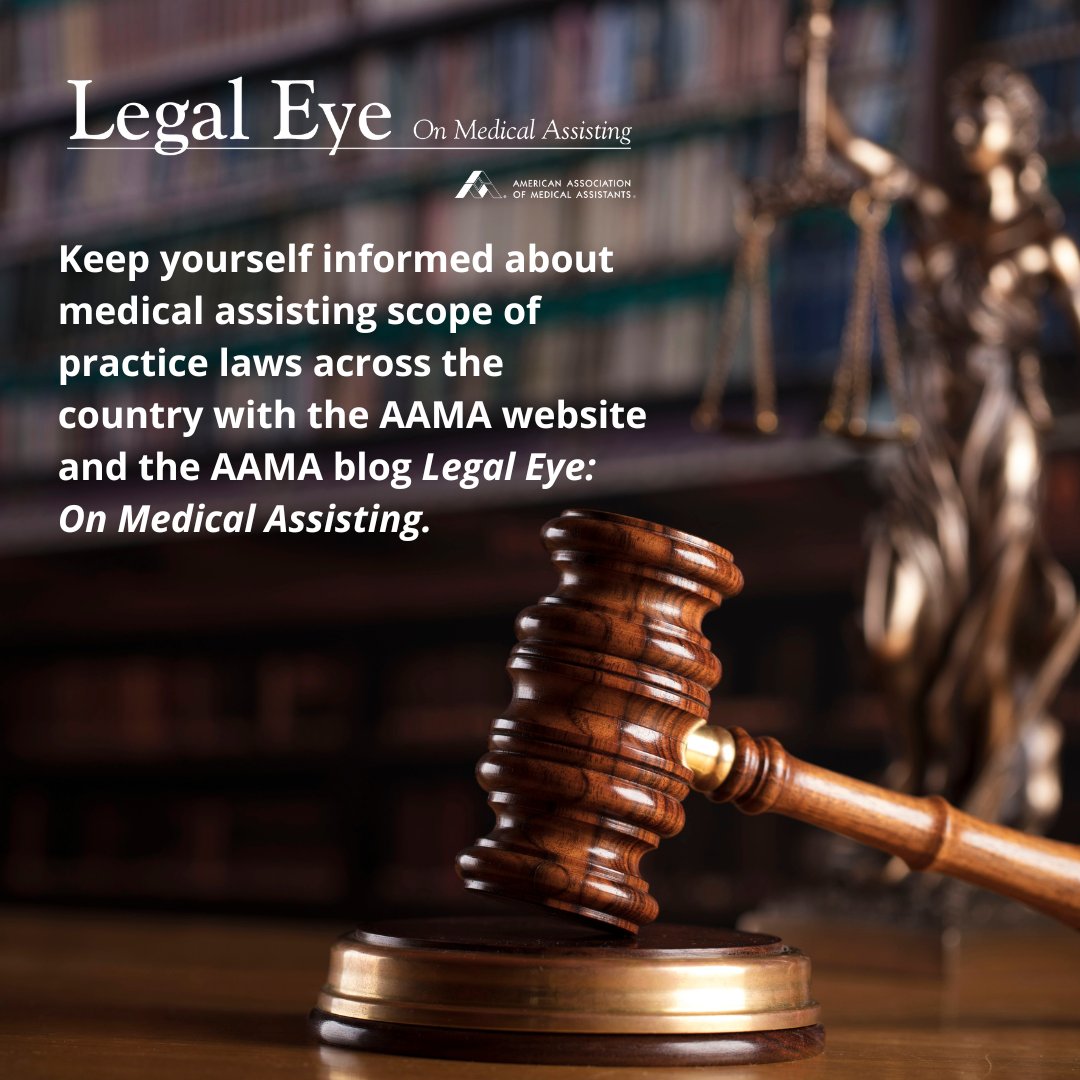 AAMAOfficial's tweet image. This week is #NationalLawWeek . As a medical assistant, it's important to stay informed on scope of practice laws. The AAMA website has important documentation regarding medical assisting scope of practice laws for every state.
aama-ntl.org/employers/stat…
aamalegaleye.wordpress.com