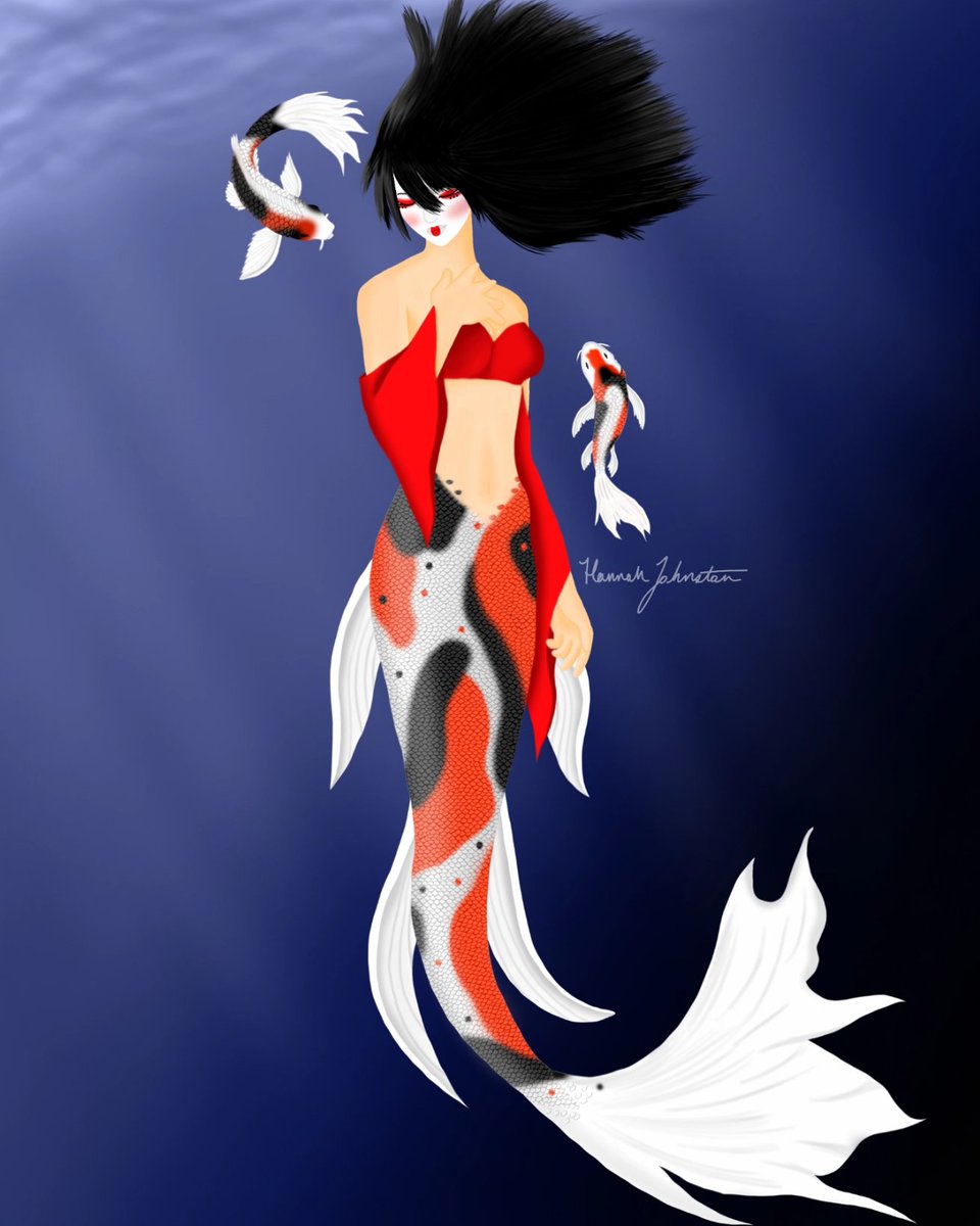 kimlingart's tweet photo. It's Mermay month! I redid one of my old drawings I made 3 years ago. New(left) Old(right) You can see how much I improve and artstyle changed. Currently happy where my artstyle is going. #mermaid #mermay #Koi #digitalart #artwork https://t.co/qCBiRqaX6A