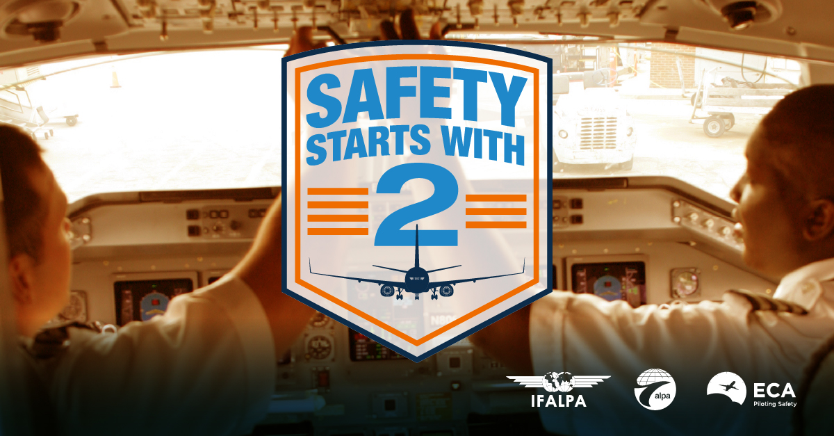 #Pilots around the globe are engaging in a worldwide campaign to ensure the current standards that have helped make #aviation the safest form of transportation won't be eroded. Learn more: safetystartswith2.com #SafetyStartsWith2