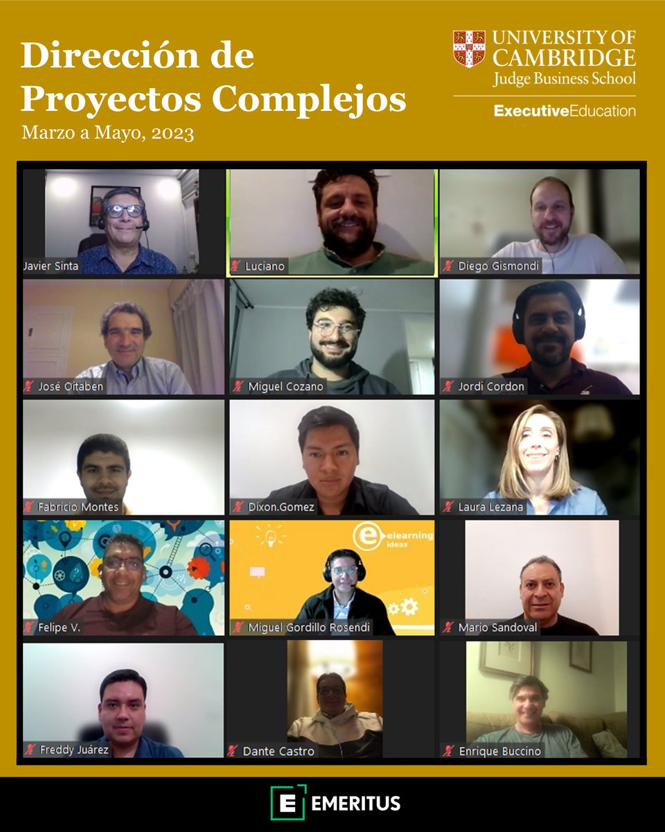 Feliz por haber ampliado mis conocimientos y habilidades en el programa de Formación en Dirección de Proyectos Complejos en <a href="/Cambridge_Uni/">Cambridge University</a> 
Gracias a profesores y compañeros que hicieron que la experiencia fuera tan enriquecedora. 🎓🌟 #CambridgeUniversity  #ExecutiveEducation