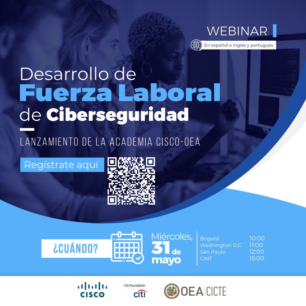 OEA_Cyber's tweet image. 🫵¡En instantes conoce diversas iniciativas de capacitación en ciberseguridad!🔒
Registrarte en nuestro webinar “Desarrollo de fuerza Laboral de Ciberseguridad’’ en donde lanzaremos la Academia OEA-Cisco en colaboración con @CiscoNetAcad.
¡ÚNETE!🔴bit.ly/3pRjD2I