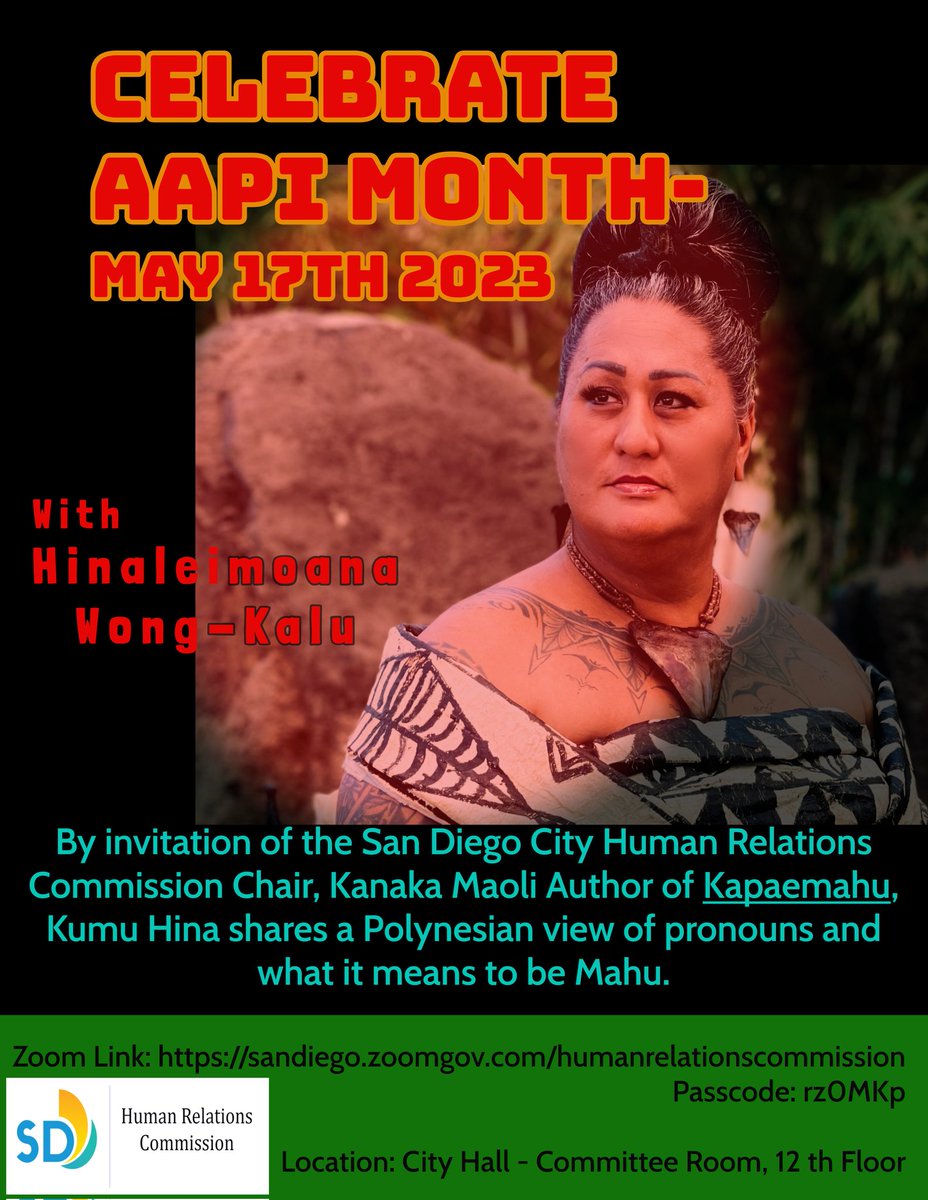 #SDHRC is in #SanDiego City Council today to support approval of proclamations for #AAPI month and #JewishAmericanHeritageMonth 
Tomorrow we'll feature #KanakaMaoli Author of #Kapaemahu, #KumuHina to our monthly meeting. Join the #SDHRC and SD #Kumeyaay in welcoming her warmly