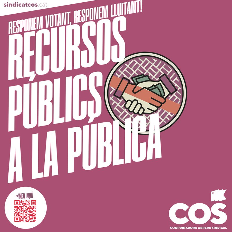 🔴 Des de la <a href="/cosMaresme/">COS Maresme ♀☭</a> donem suport a les treballadores de l'escola i a la comunitat educativa.
📢 No podem permetre el tancament de línies, per això ens sumem a la convocatòria del proper dijous 18 de maig a la Sala Cabanyes (18h).
⚠️ Recursos públics, a l'escola pública!