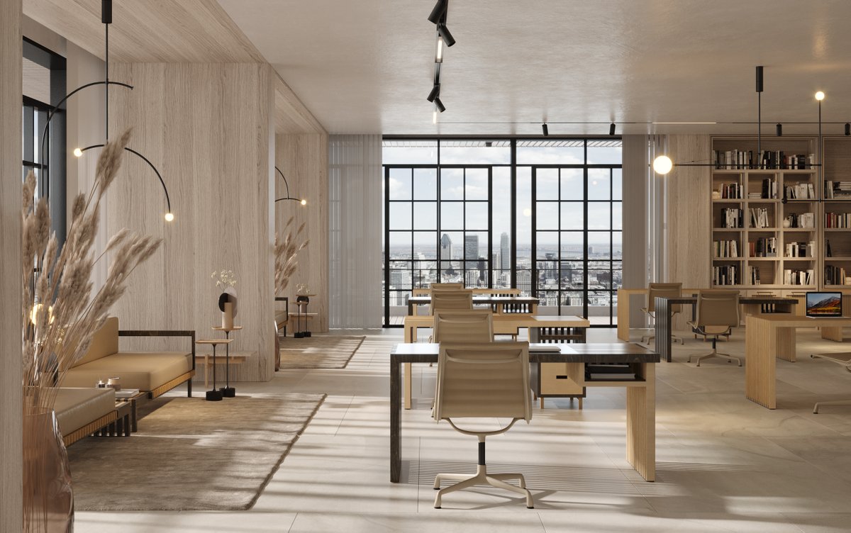 LAENGSEL_'s tweet photo. The Tranquil, a modern architecture &amp; interiors studio nestled in the vibrant heart of Montreal, where minimalism and natural light converge to create a serene oasis.

Know more: https://t.co/mFtYpIRvt8

#openspaces #officedecor #OfficeDesignTrends #officedesignideas #office https://t.co/AC7KlwwOXq
