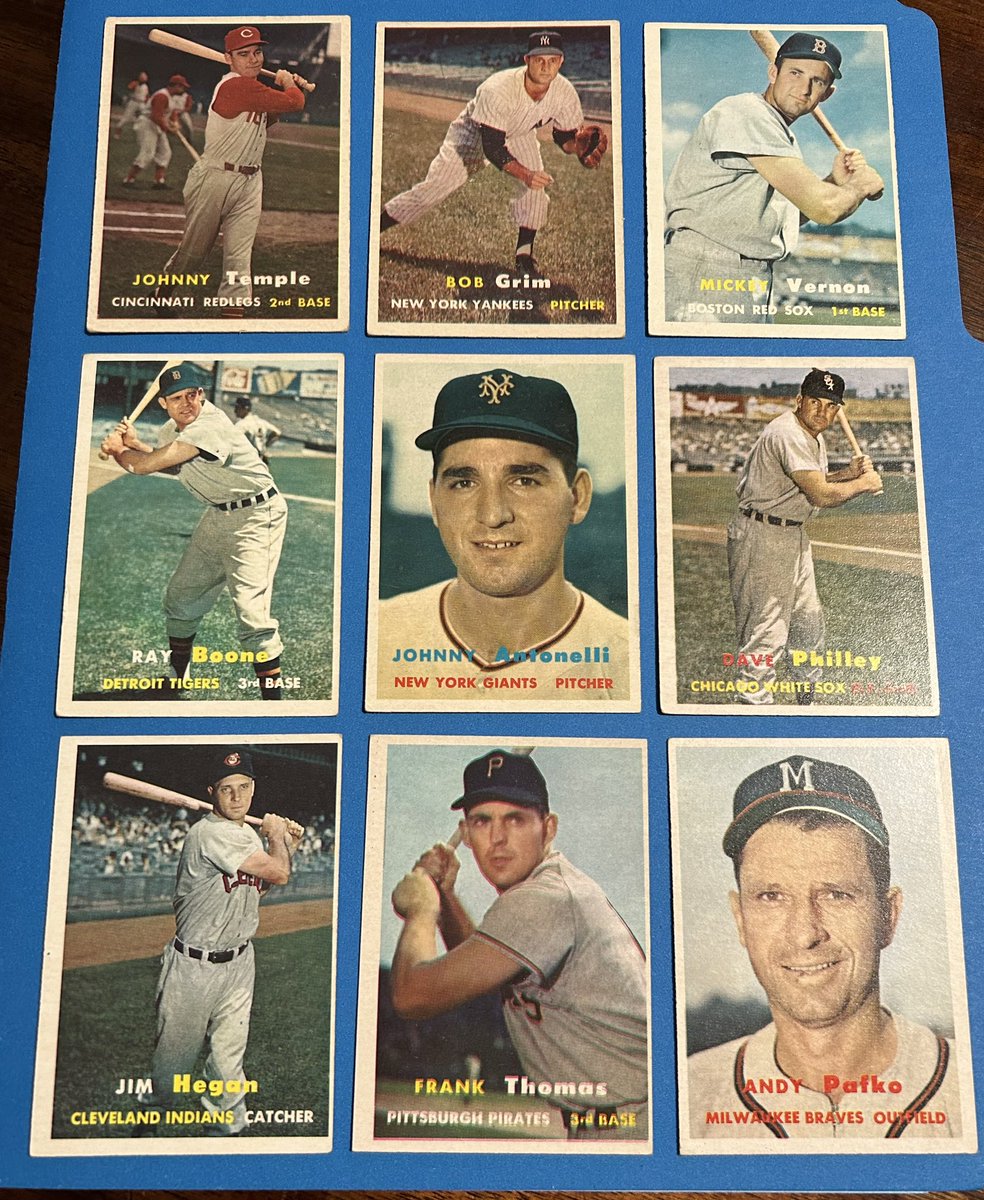 sportsguy_TO's tweet photo. Mail day brings me several 1954 and 1957 Topps for the set builds. Thank you for the great deal and the very cool freebies @WesPothington. One of the best guys to make deals with on this platform. That Sandy Amoros, my goodness 🤌🏼#54Topps #57Topps #SetBuilding #thehobby https://t.co/eQIq0OW00m