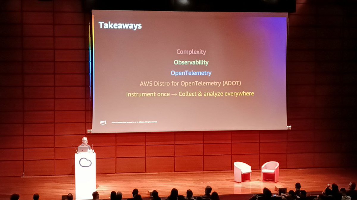 abilardi's tweet photo. #Thankyou @danilop for your talk 
From #complexity to #observability using #OpenTelemetry (#OTel) and his #inevitable #techical #AWS #microservice #serverless #demo ! #coupling #traces #metrics #logs #instrumentation #DeveloperResponsability #CloudConf2023 #Torino https://t.co/rudU2xfZNu