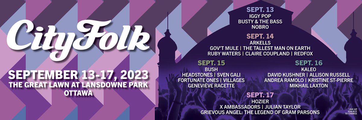 Just Announced! We're back for 5 days of #CityFolk2023 on The Great Lawn at
Lansdowne Park/ Sept 13-17
1-DAY PRESALE: Wednesday, May 17th
10AM-11:59PM ET.
NEW FOR 2023 - lock in your GA or VIP Full Festival Pass for just $20 down with our layaway plan! on. cityfolkfestival.com/trk/HAD9