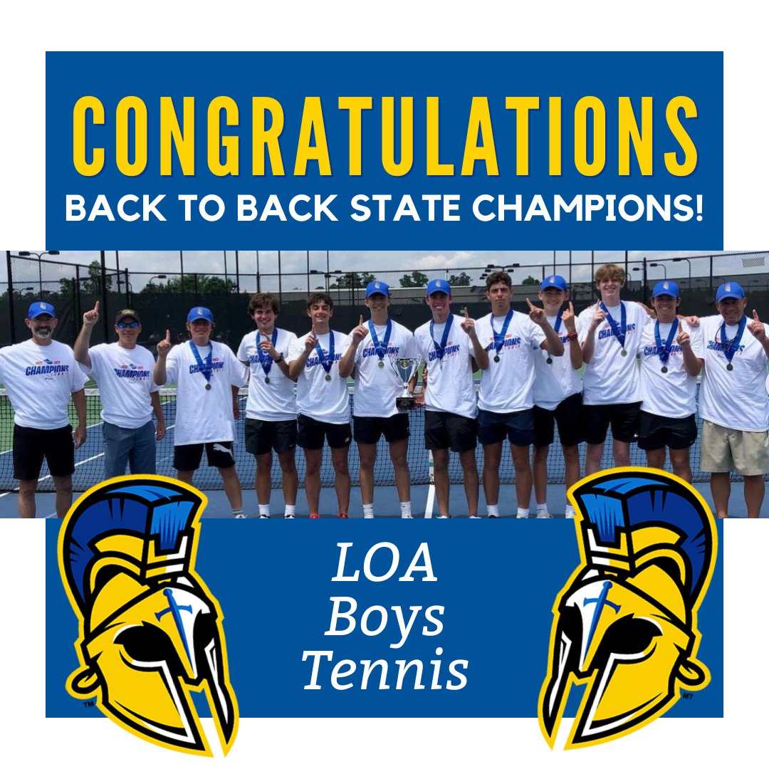 Back to Back STATE CHAMPS!🏆 Congratulations to the LOA Boys Tennis team! We are so proud of each of you!

#OneTitan #TitanAthletics #LOA
