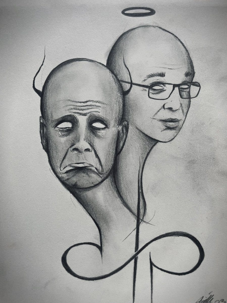 HeidiNestaker's tweet photo. Not everyone’s got a voice of both an angel and a devil. But you sure do, @dvntownsend, I adore you, one of the greatest of them all🙏🏻✨ #artistarielle #artwork #art #drawing #devintownsend #fan #pencilsketch #angel #devil #love #music #metalgod https://t.co/CBdrEkWcWN
