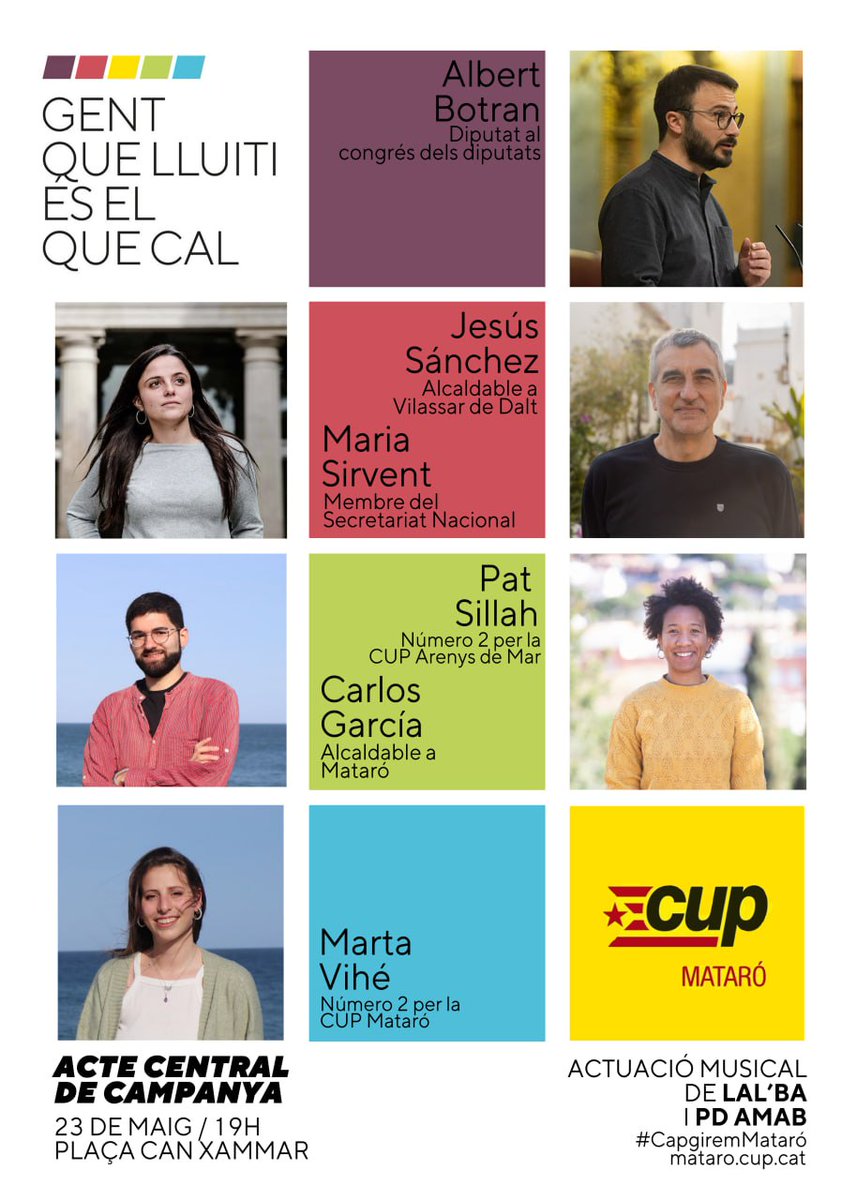 CUPMataro's tweet photo. 🔊ACTE CENTRAL DE CAMPANYA.
Dimarts 23 a Can Xammar. A partir de les 19h. Amb:
🔺Caps de llista de @CUPMataro.
🔺Representació candidates de @CUPMaBcnnord.
🔺Membres de @cupnacional.
🎙️També gaudirem d'un showcase per part de @lalbamusic i tot seguit #PDAmab 🎶🍺.
#GentQueLluiti https://t.co/wsu0oRQQbL