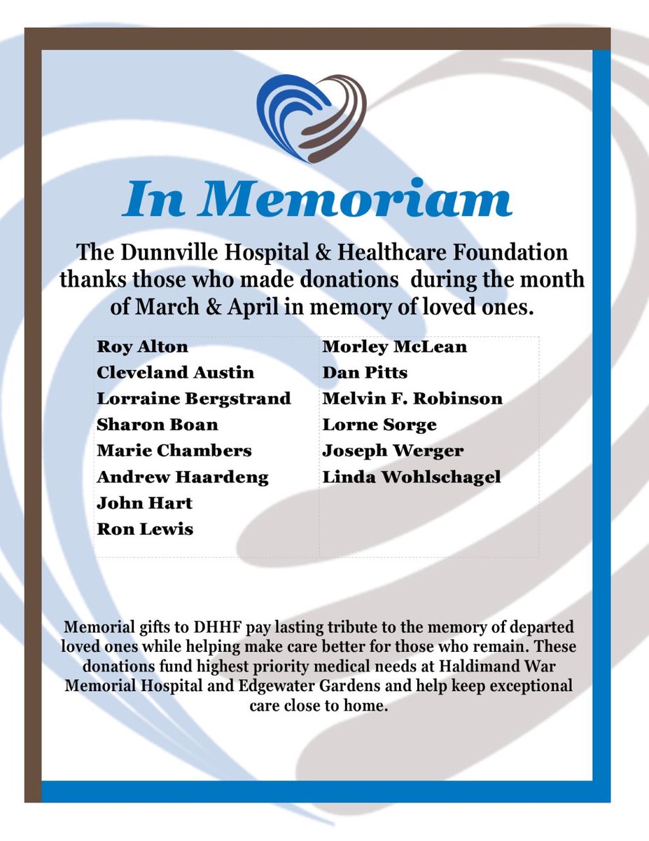 TheDHHF's tweet photo. We would like to thank all of the donors who made donations in memory of loved ones. If you would like to leave a gift in memory or in honour of someone, please visit us at the Green Health Cottage 322 Broad St W, by phone 905-774-2529 or https://t.co/mMCaeWNVSO💗 https://t.co/fnYPApCywO