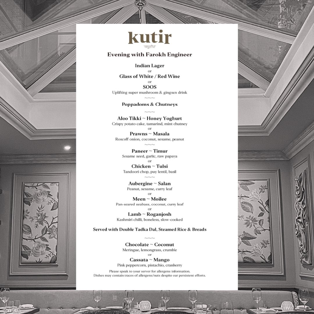 Kutir Chelsea (@kutirchelsea) on Twitter photo Enjoy a one-of-a-kind menu created by <a href="/ChefRohitGhai/">Rohit Ghai</a> along with a meet-and-greet with Farokh.
Diners can purchase Farokh’s signed autobiography & he will also be auctioning memorabilia & cricket bats signed by legends Sachin Tendulkar and MS Dhoni amongst others. Enjoy a one-of-a-kind menu created by <a href="/ChefRohitGhai/">Rohit Ghai</a> along with a meet-and-greet with Farokh.
Diners can purchase Farokh’s signed autobiography & he will also be auctioning memorabilia & cricket bats signed by legends Sachin Tendulkar and MS Dhoni amongst others.
