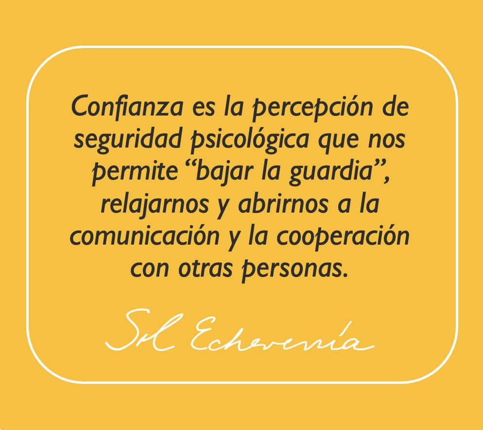 🤍 La confianza es lo que permite que una relación exista y sea positiva, y que las personas vinculadas por esa relación tengan valor recíproco, producto del vínculo.  

¿La confianza en nuestra sociedad ha aumentado o disminuido, qué opinas?