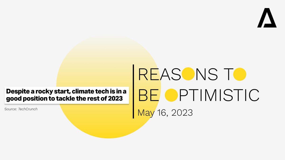 activatefellows's tweet photo. Following economic uncertainty and the collapse of startup-supporting Silicon Valley Bank earlier this year, concern has grown around the future of #climatetech. But experts say that this is not "the beginning of a downward spiral": https://t.co/oScNv30o23

#ReasonsToBeOptimistic https://t.co/HPvlLl4Bkg