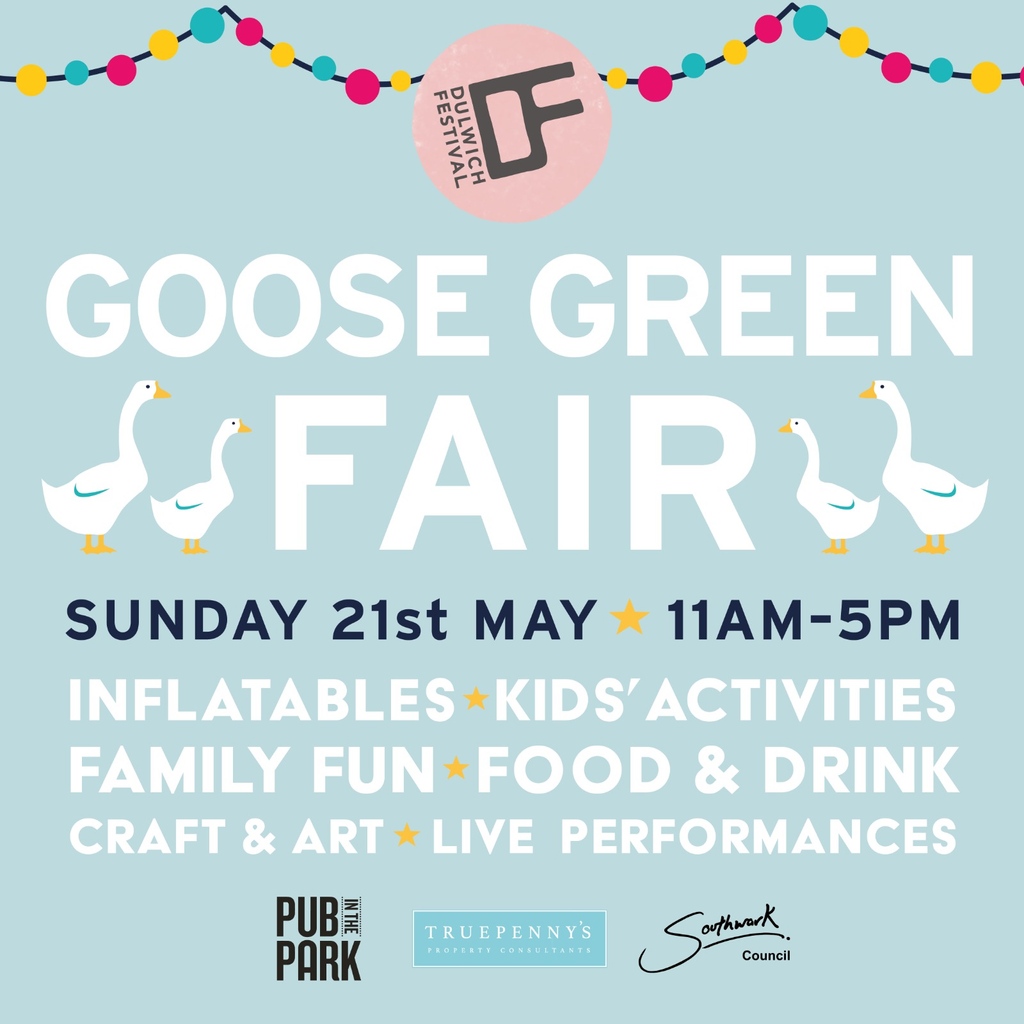 The #GooseGreenFair is back this Sunday 21 May from 11- 5PM. Goose Green Park SE22. There will be activities for both the kids and the grownups! As well as local traders, health & wellness, delicious food and performances! See you there! #DulwichFestival #eastdulwich
