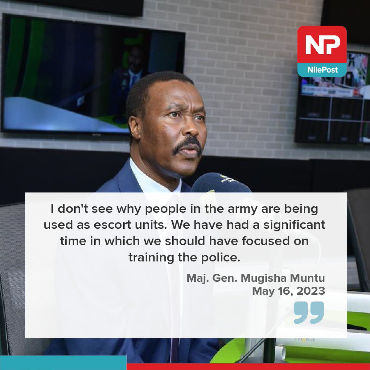 nilepostnews's tweet photo. I don't see why people in the army are being used as escort units- Maj. Gen. @mugishamuntu

#NilePostNews https://t.co/xakrISGdj9