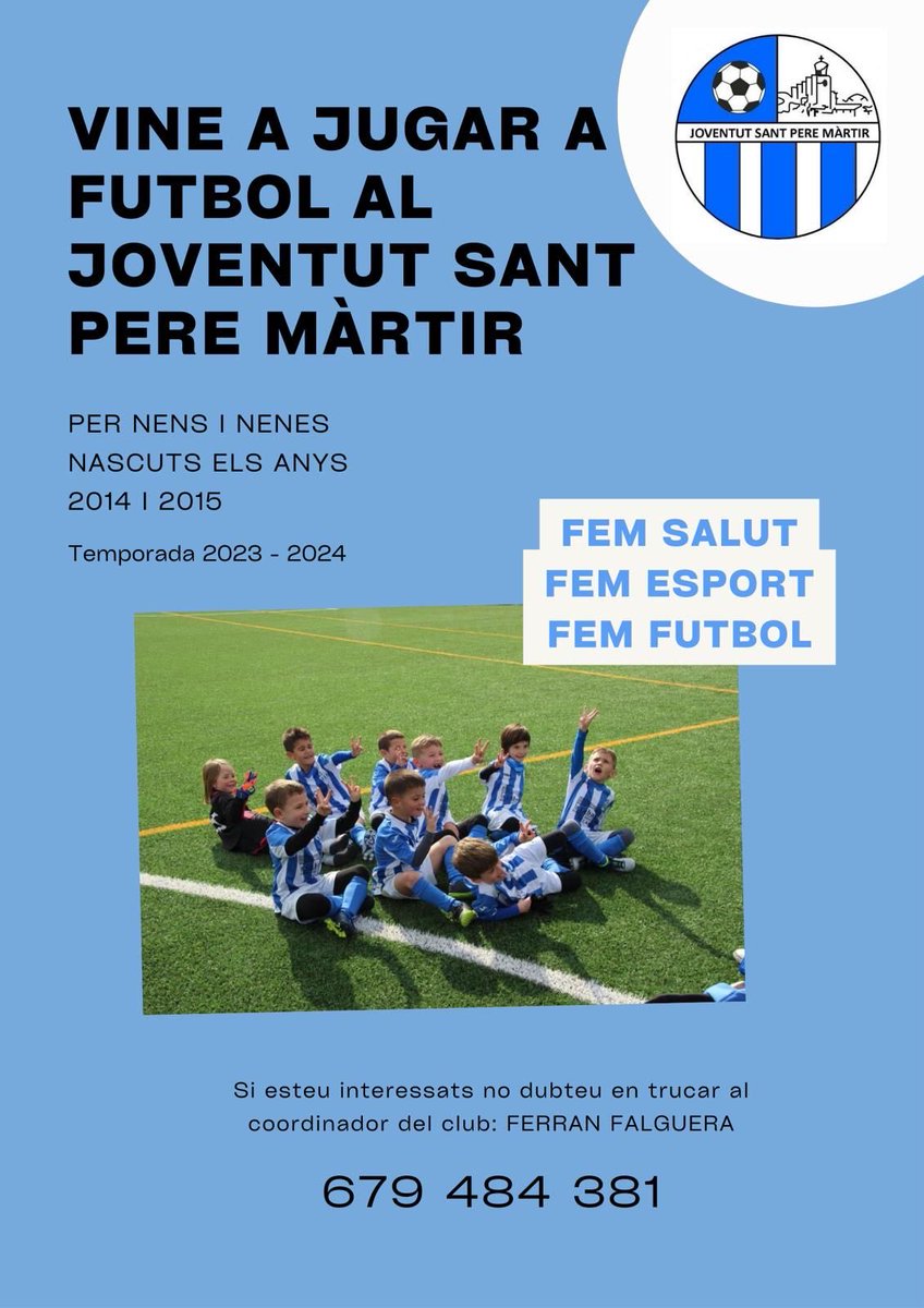 olotjspm's tweet photo. Portes obertes per a nascuts els anys 2012, 2014 i 2015….vina a probar-ho!!!! #sempresantpere #futboldebarri https://t.co/DyxOy8leDD