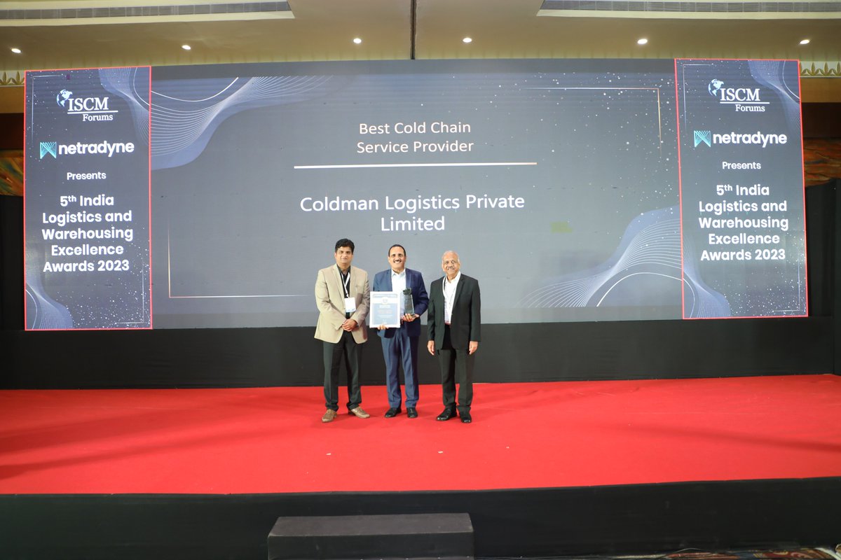 info_coldman's tweet photo. #BestColdChainServiceProvider2023

Coldman Logistics Pvt Ltd has been awarded as "Best Cold Chain Service Provider" at the 5th INDIA LOGISTICS &amp; WAREHOUSING EXCELLENCE AWARDS 2023 at Mumbai on 13th May 2023. 

#ColdChainLogistics #ThankYou #AwardWinner https://t.co/rOcK9tX8Jp