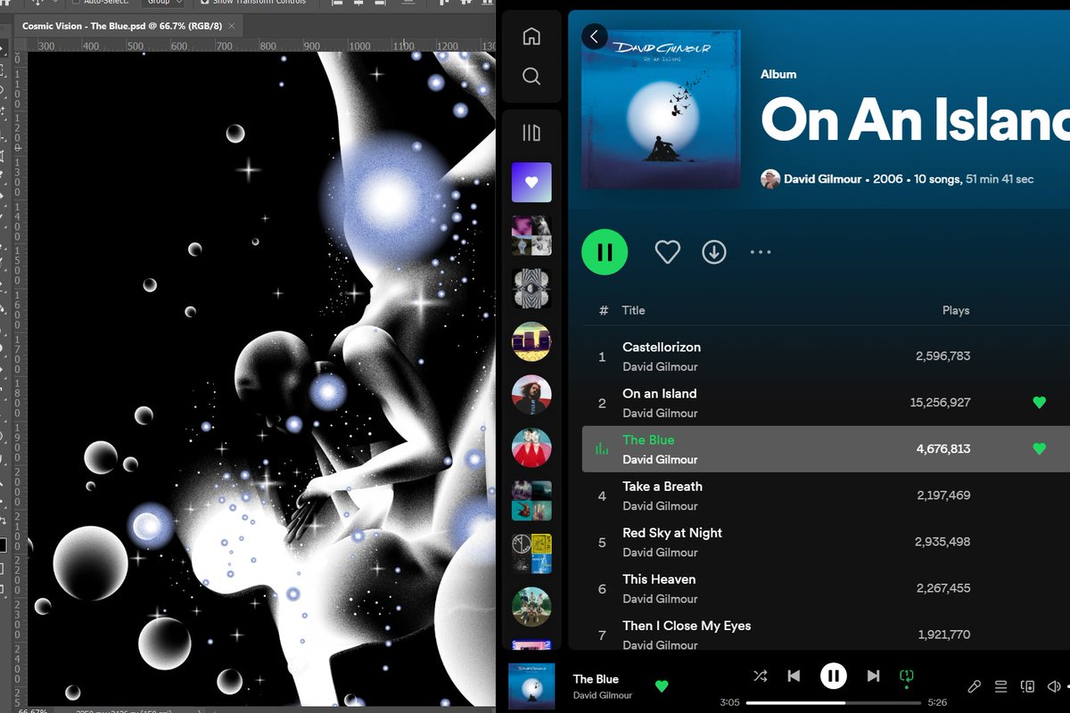 2 weeks ago I was watching David Gilmour live on YouTube, and I had never heard of any of his solo projects.

"The Blue" become the most comfortable song in my heart, of course this song has a high pitch melody typical of Gilmour Guitar with black Stratocaster.. lovelyy...