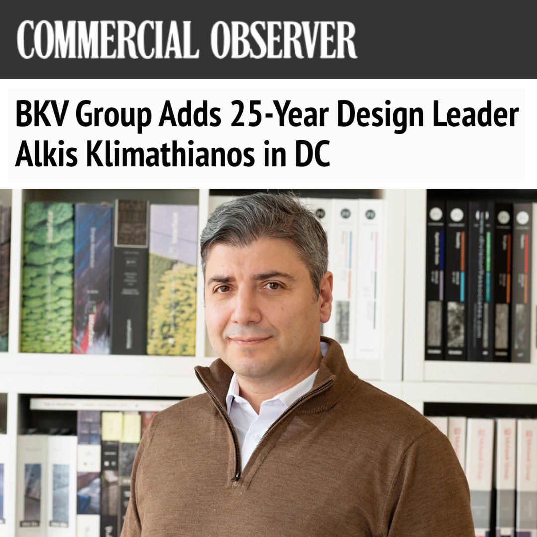 TaylorJohnsonPR's tweet image. @BKVGroup expands its leadership with Alkis Klimathianos as senior design leader and managing partner in D.C. Read more in today&apos;s #TJTalk: conta.cc/435upRz

#DCarchitecture