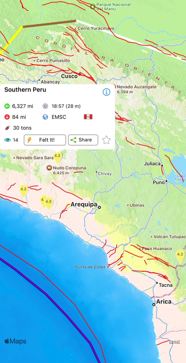 #Earthquake: Southern Peru at 16 May 2023 05:57 pm (UTC), Magnitude: 4.2 https://t.co/K6QNPCLUl6
