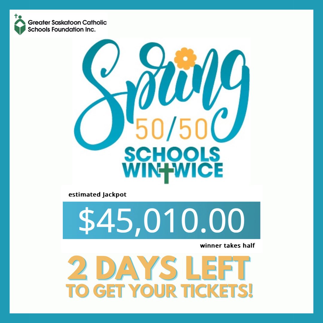 LAST 2 DAYS to get your tickets! The draw date is tomorrow, May 17, 2023, at 3pm. Buy your tickets and our schools keep winning! Go to schoolswintwice.ca or follow the link in our bio!